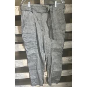 NWT WHBM Size 12 Tapered Ankle Heather Gray Casual Dress Pants Belted Cargo